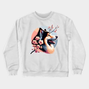 Joyful Eurasier with Spring Cherry Blossoms Crewneck Sweatshirt